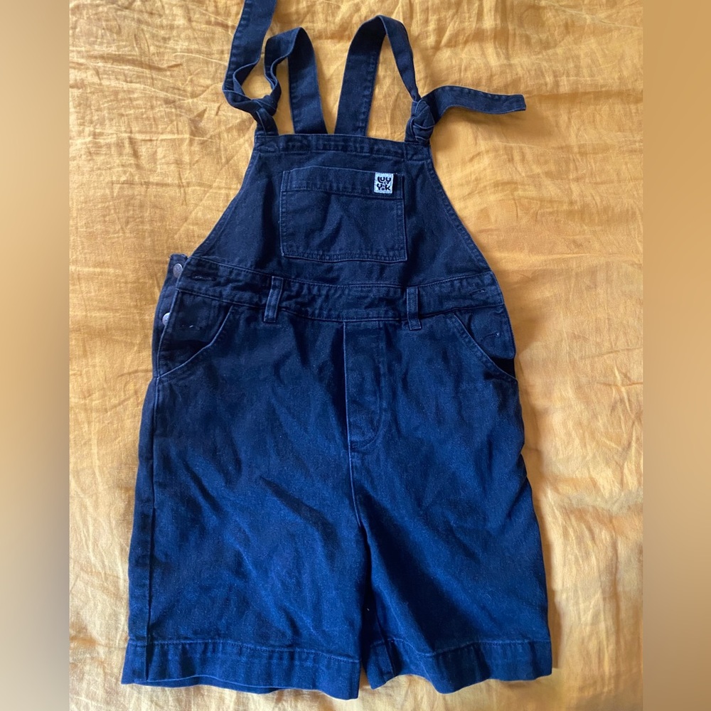 Lucy & Yak denim dungaree shorts